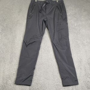 Uniqlo Pants Mens Medium Black Stretch Belted Zip Pocket Outdoor Hiking Nylon